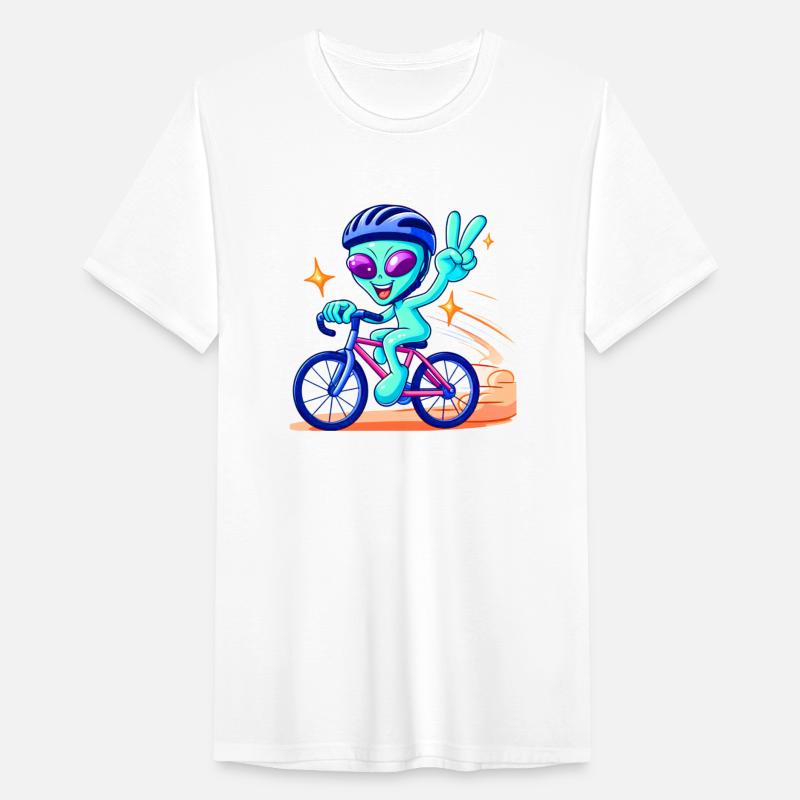 Alien rider on road bike in stars