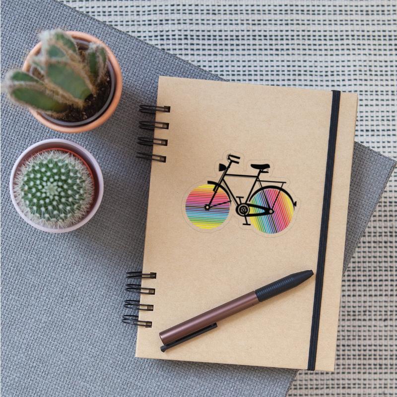 bicycle with colorful wheels in a rainbow look