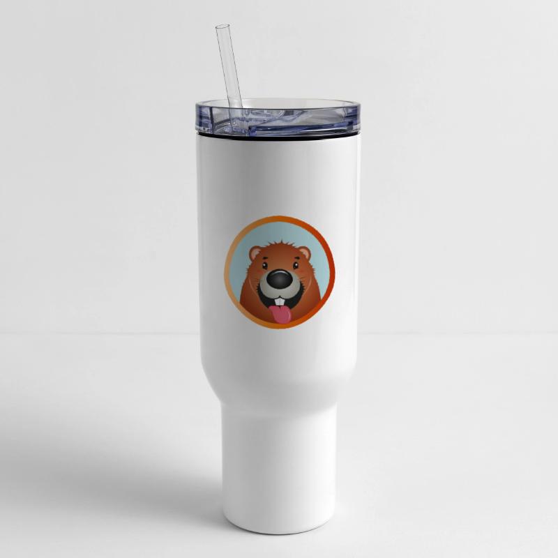 Cheeky beaver with tongue sticking out