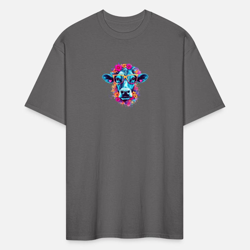 Cow and Blossoms: Stylish and Colorful Cow with Fl