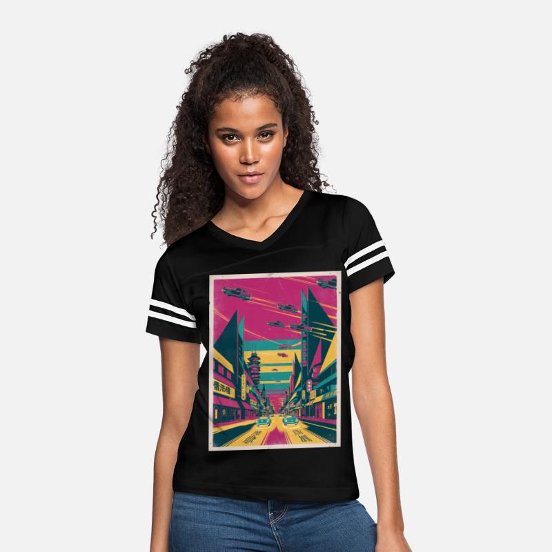 Retro-Futuristic Risograph Cityscape Tee