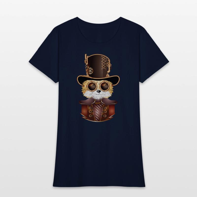 Steampunk fox with ancient cylinder hat & glasses