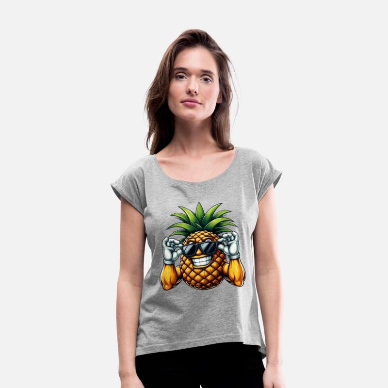 Strong Pineapple with Sunglasses Cartoon