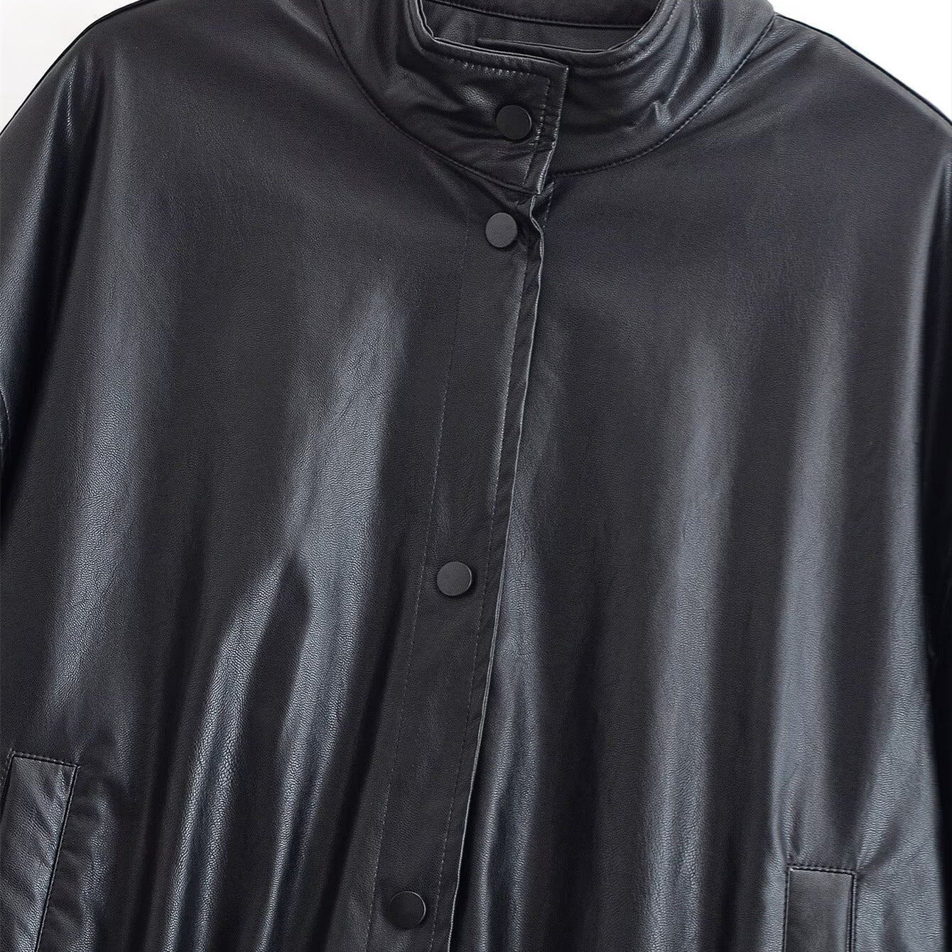 Street black stand up collar jacket women's clothing