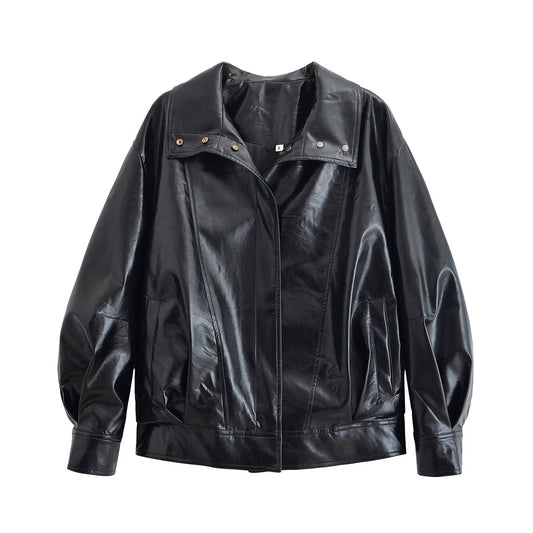 Retro Cool Leather Jacket Women's Wear