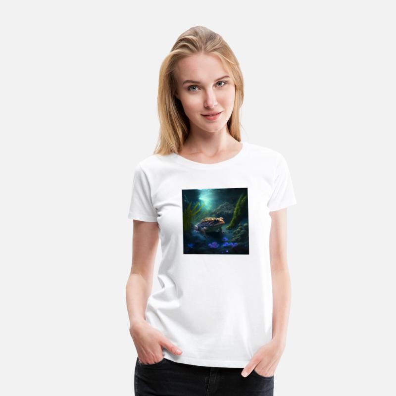 A toad in a creek the toad has blue glowing eyes