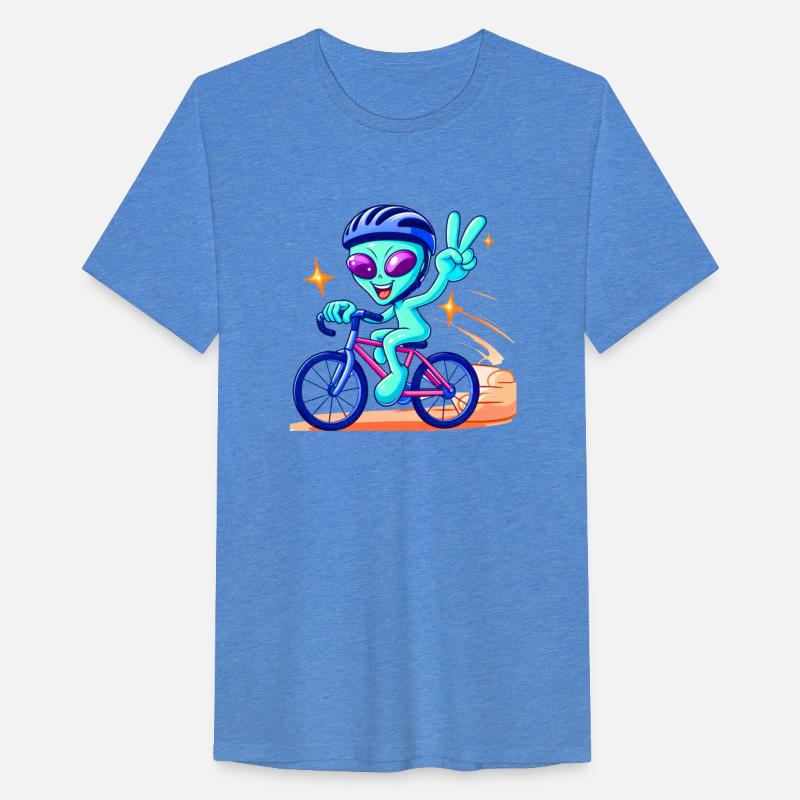 Alien rider on road bike in stars