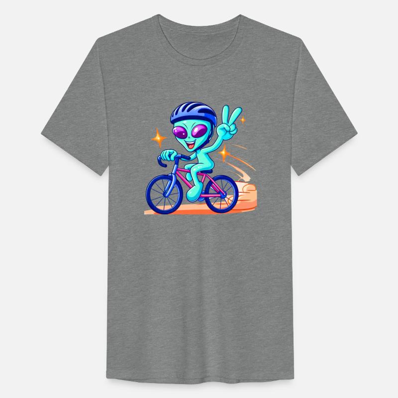 Alien rider on road bike in stars
