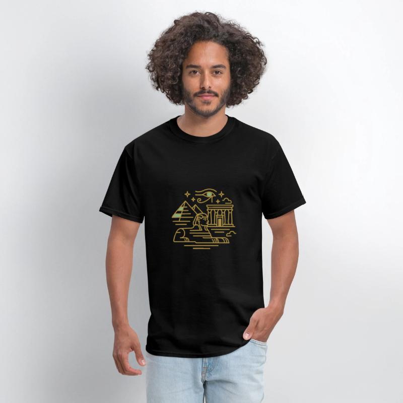 Ancient Egyptian Monuments Line Art T-Shirt