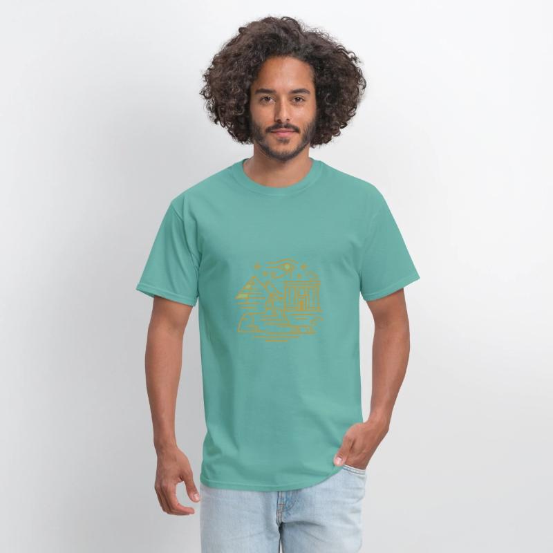 Ancient Egyptian Monuments Line Art T-Shirt
