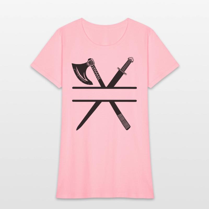 Ax and sword of knight or viking crossed