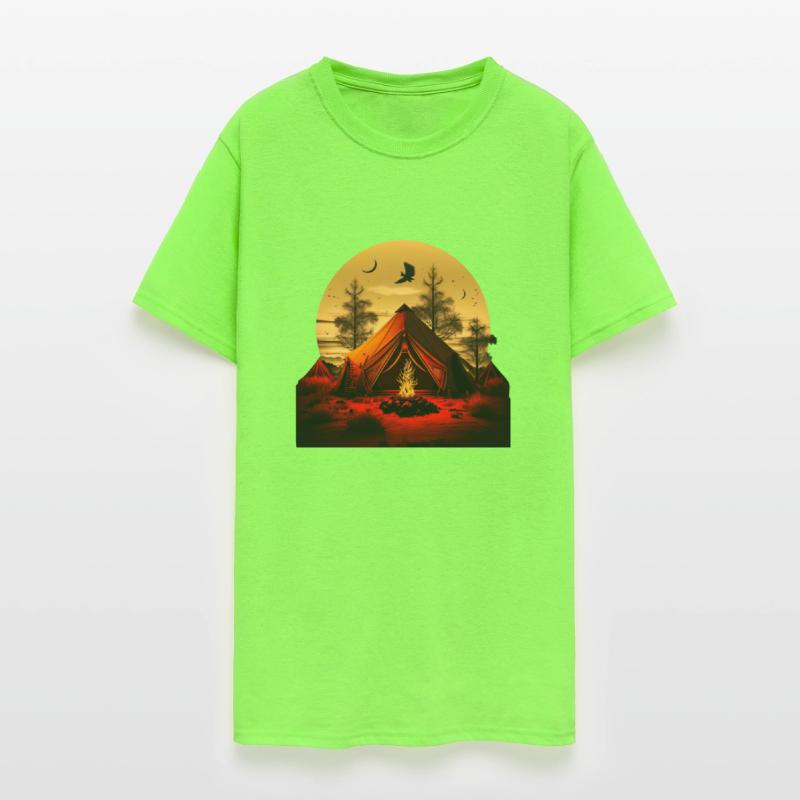 Camping Summer Tent With Campfire