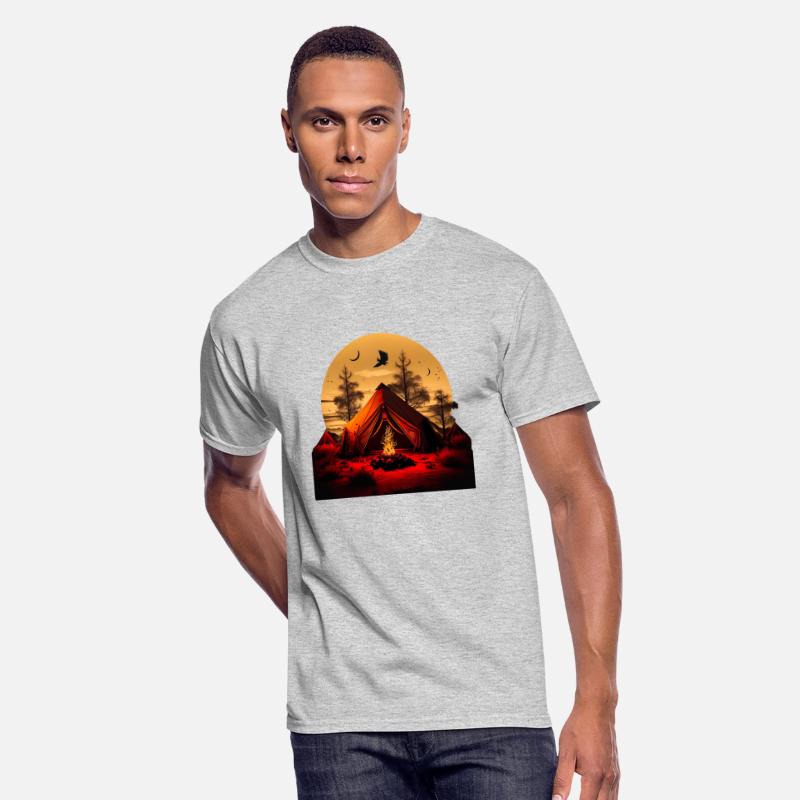 Camping Summer Tent With Campfire