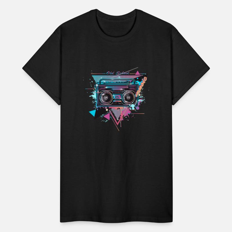 Cassette recorder in 80s neon graffiti look