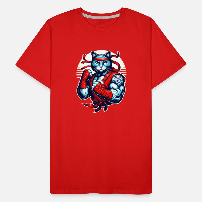 Cat Wearing a Red Bandage and Kimono