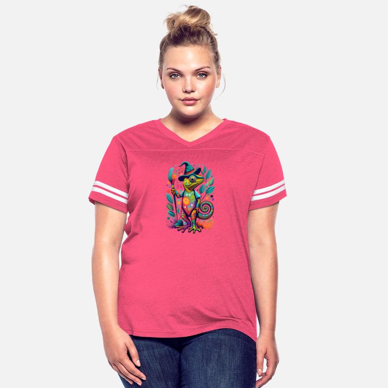 Chameleon wearing a hat and holding a paintbrush