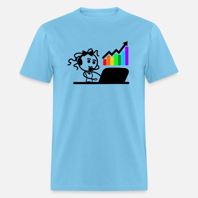 Colored chart happy girl or woman on laptop