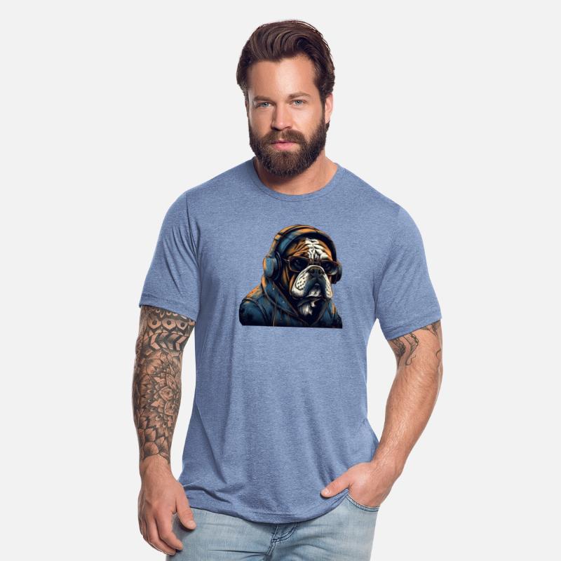 Cool bulldog with Headphones and urban fashion