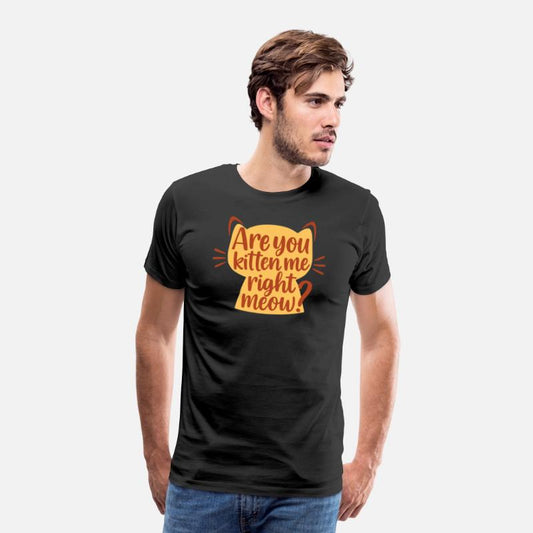 Playful Amber Cat Silhouette with Humorous saying