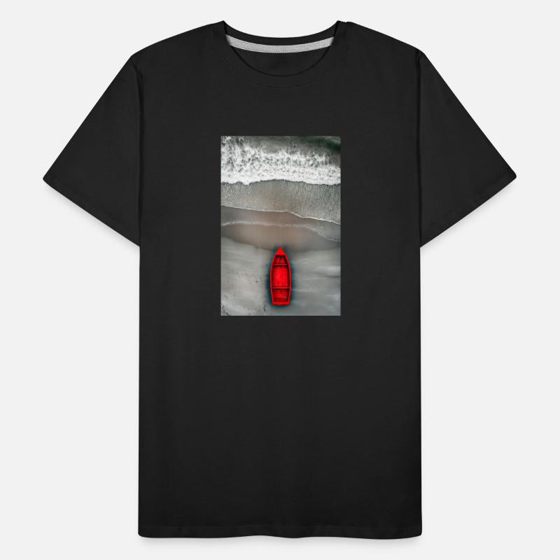 Red Boat on Grey Shore