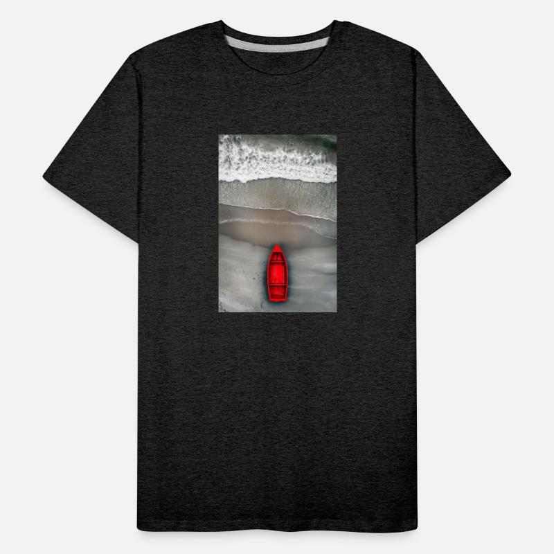 Red Boat on Grey Shore