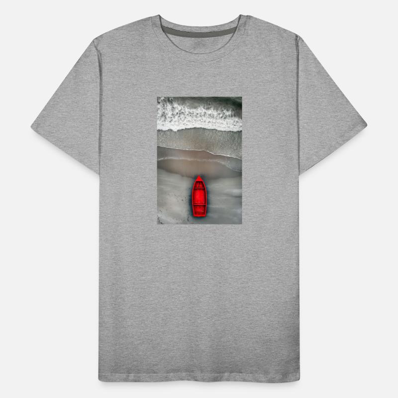 Red Boat on Grey Shore