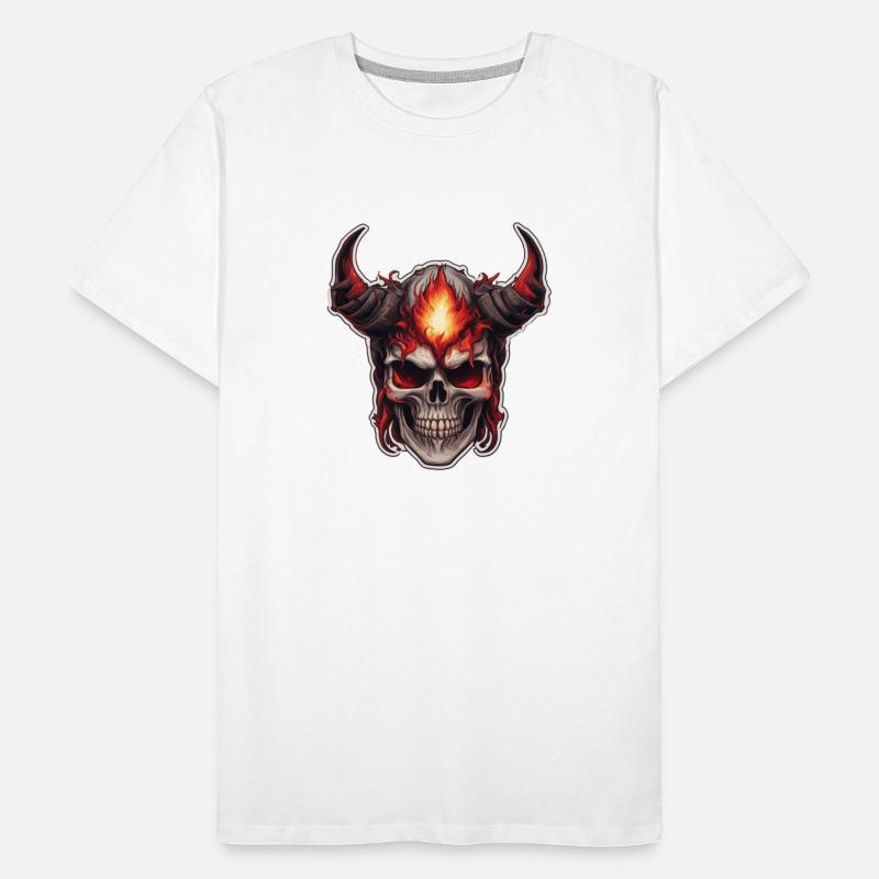 Red-Horned Skull with Fires