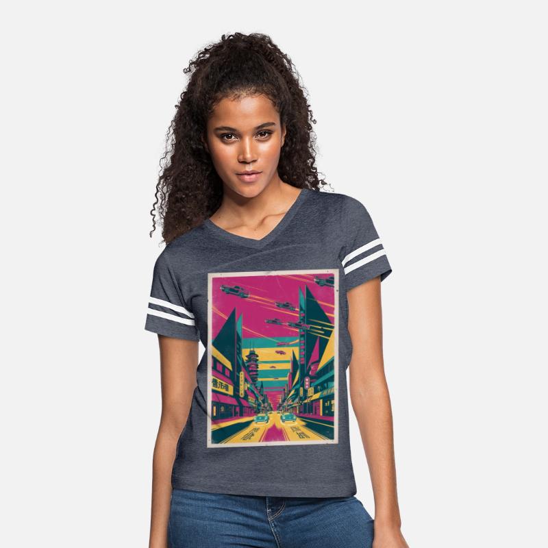 Retro-Futuristic Risograph Cityscape Tee