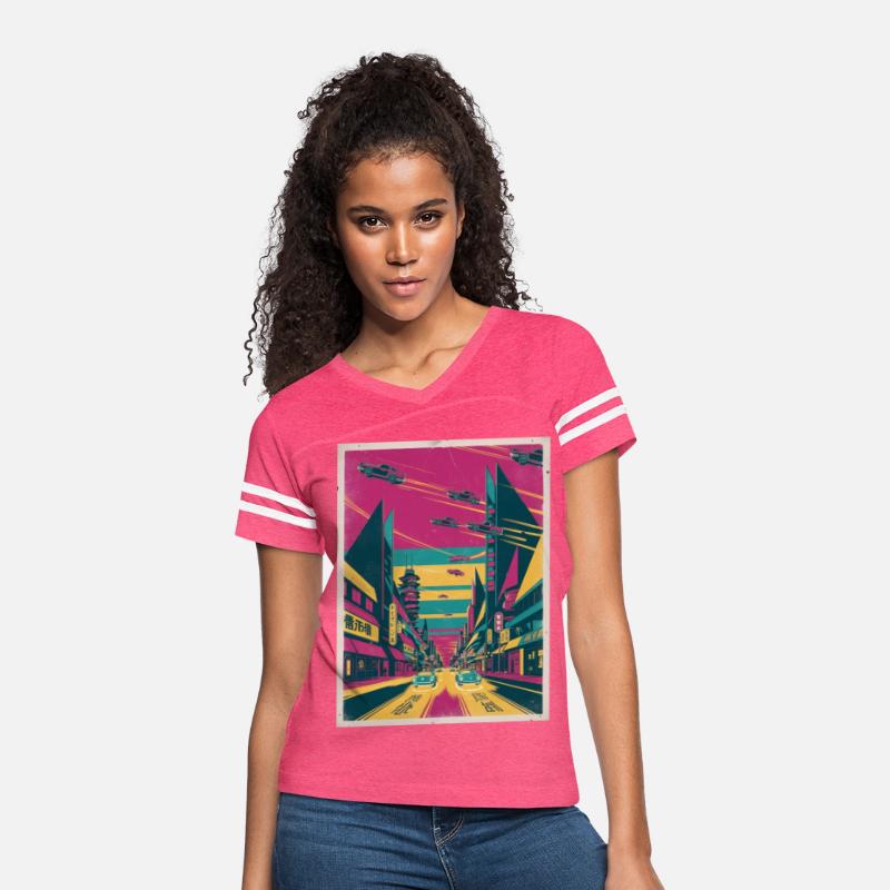 Retro-Futuristic Risograph Cityscape Tee
