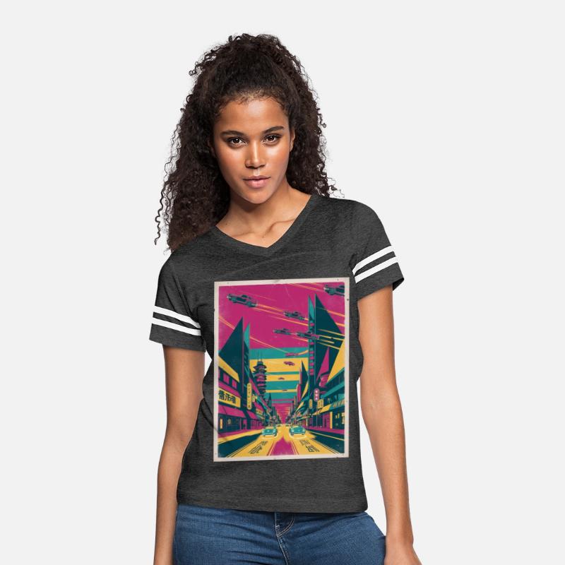 Retro-Futuristic Risograph Cityscape Tee