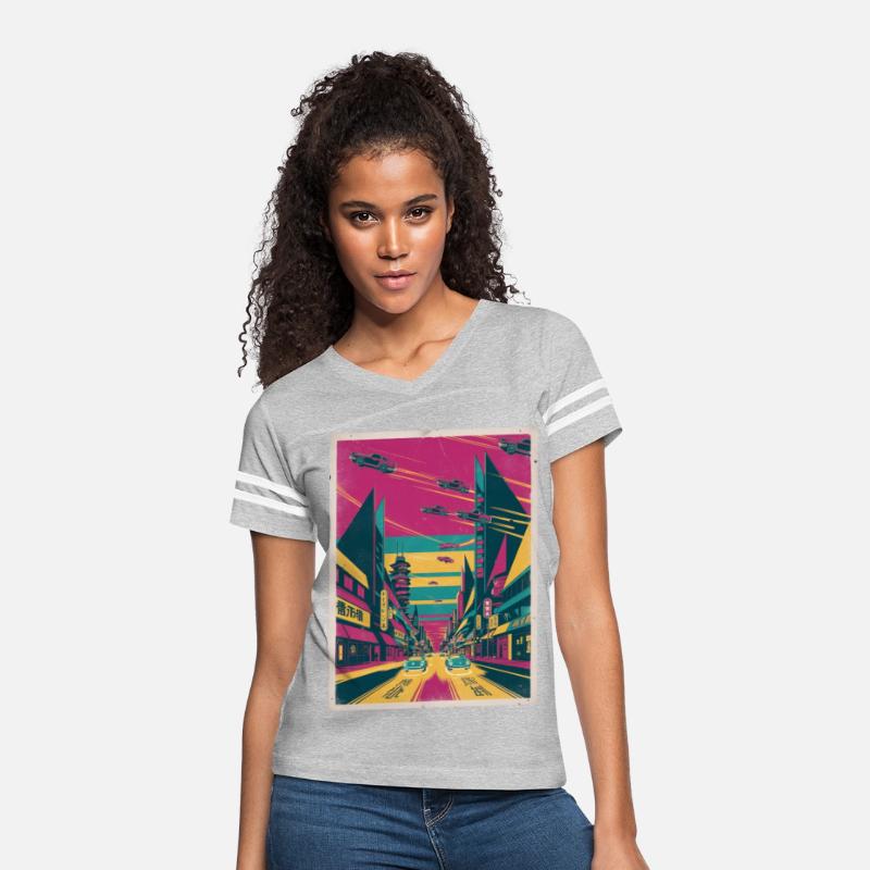 Retro-Futuristic Risograph Cityscape Tee