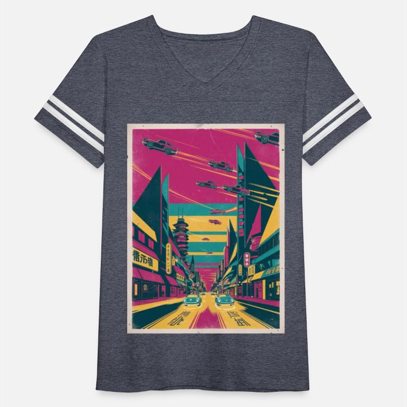 Retro-Futuristic Risograph Cityscape Tee
