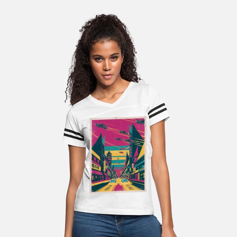 Retro-Futuristic Risograph Cityscape Tee