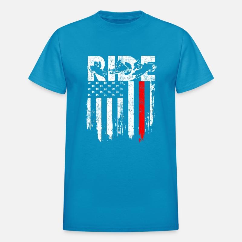 RIDE Snowmobile TShirt Snowmobiling American Flag