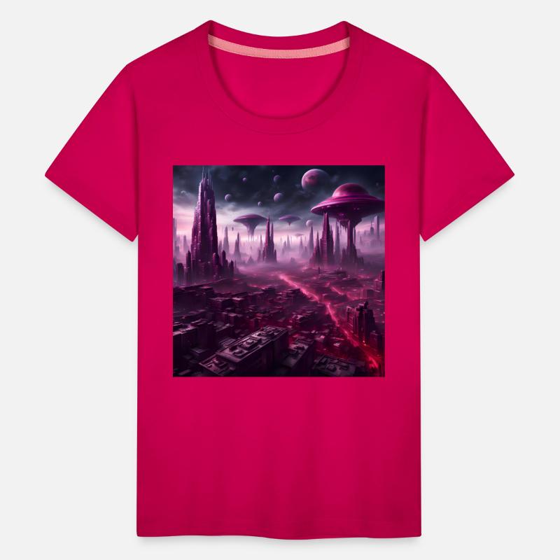Sci-Fi Future World And Alien City in Neon Pink