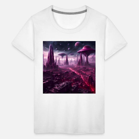 Sci-Fi Future World And Alien City in Neon Pink