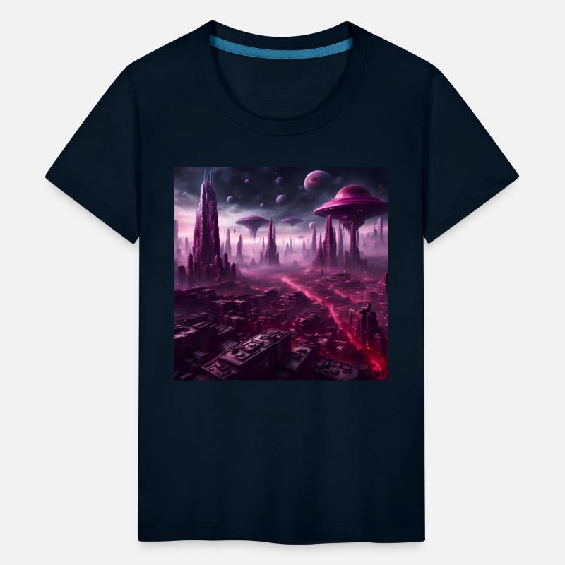 Sci-Fi Future World And Alien City in Neon Pink