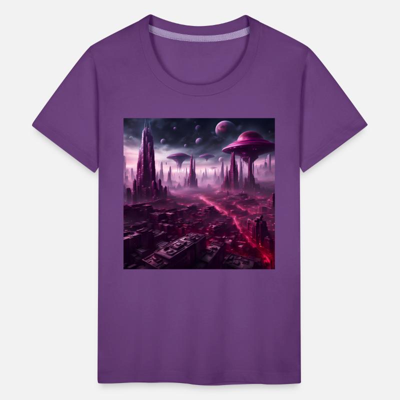Sci-Fi Future World And Alien City in Neon Pink