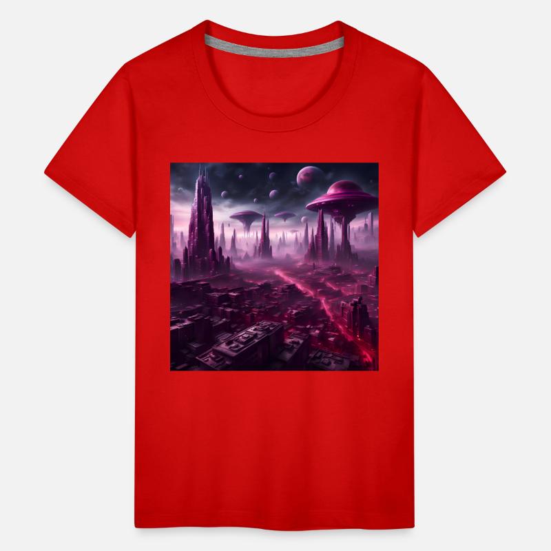 Sci-Fi Future World And Alien City in Neon Pink