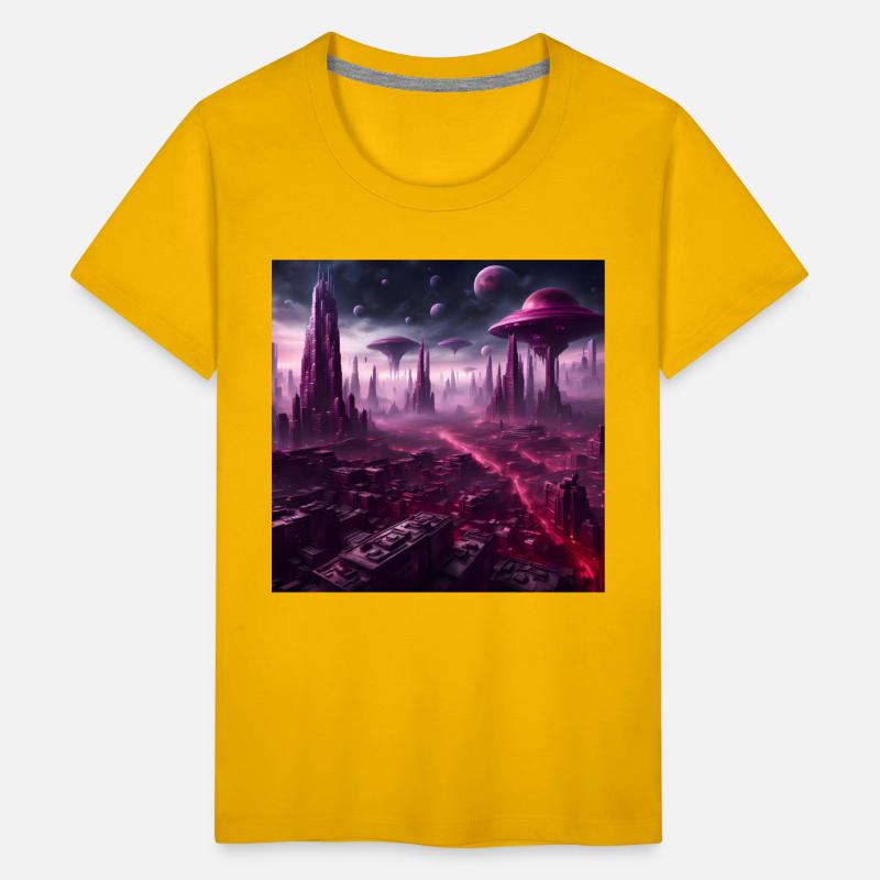 Sci-Fi Future World And Alien City in Neon Pink