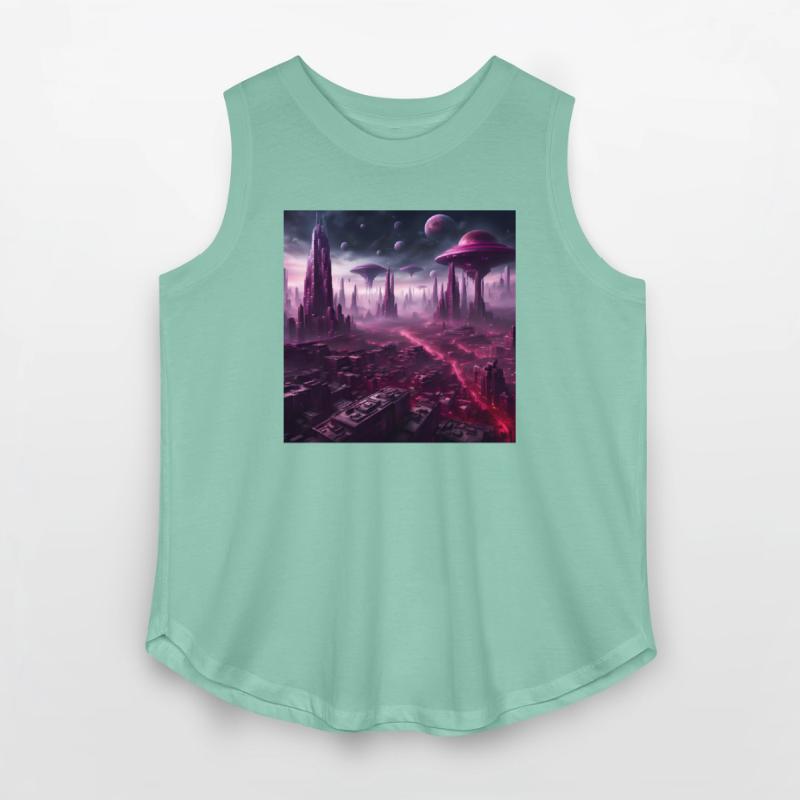 Sci-Fi Future World And Alien City in Neon Pink