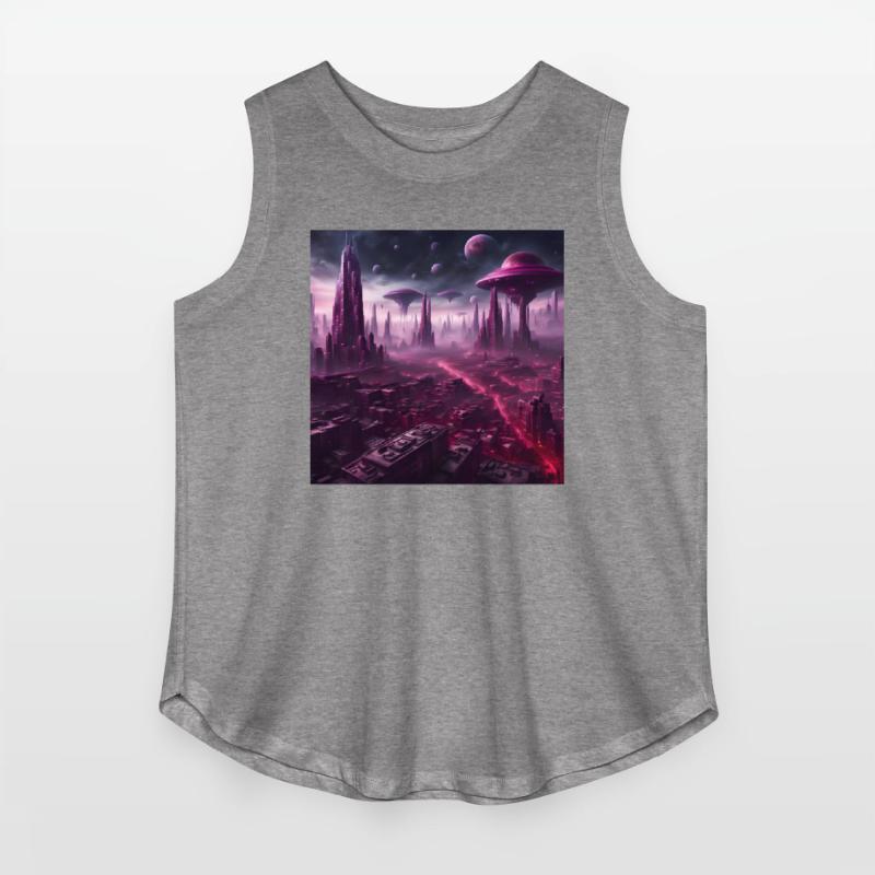 Sci-Fi Future World And Alien City in Neon Pink