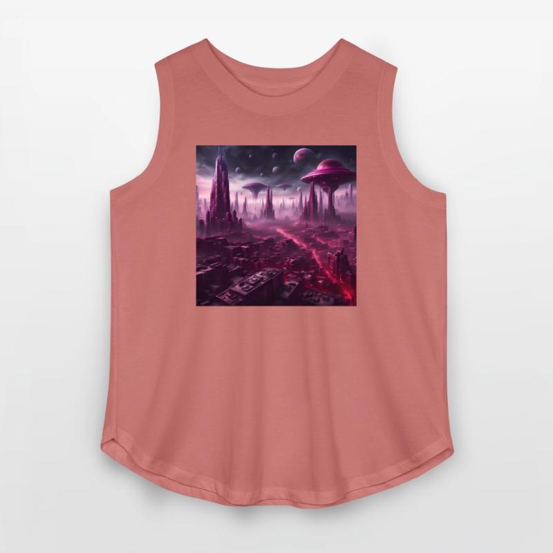 Sci-Fi Future World And Alien City in Neon Pink