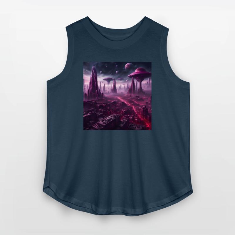 Sci-Fi Future World And Alien City in Neon Pink