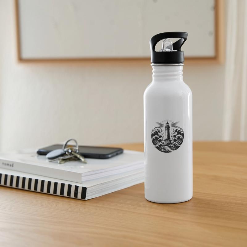 Shining Coastal Lighthouse In Heavy Waves