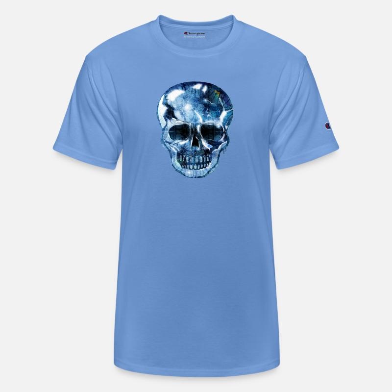 Skull with bluish shimmering reptile skin