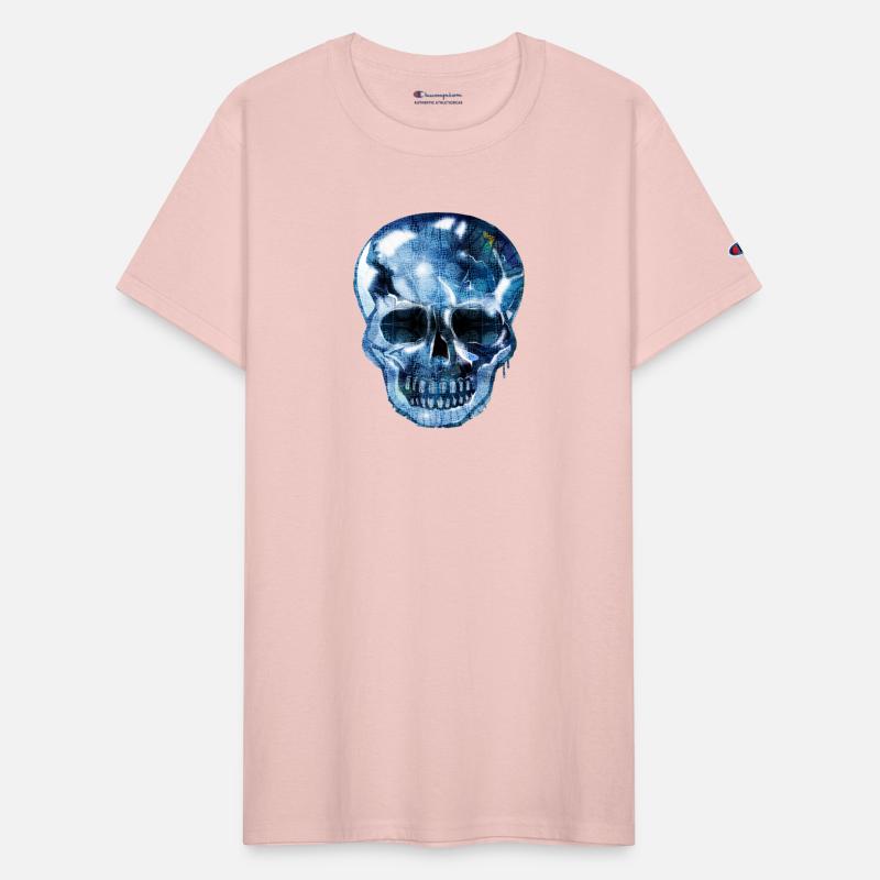 Skull with bluish shimmering reptile skin