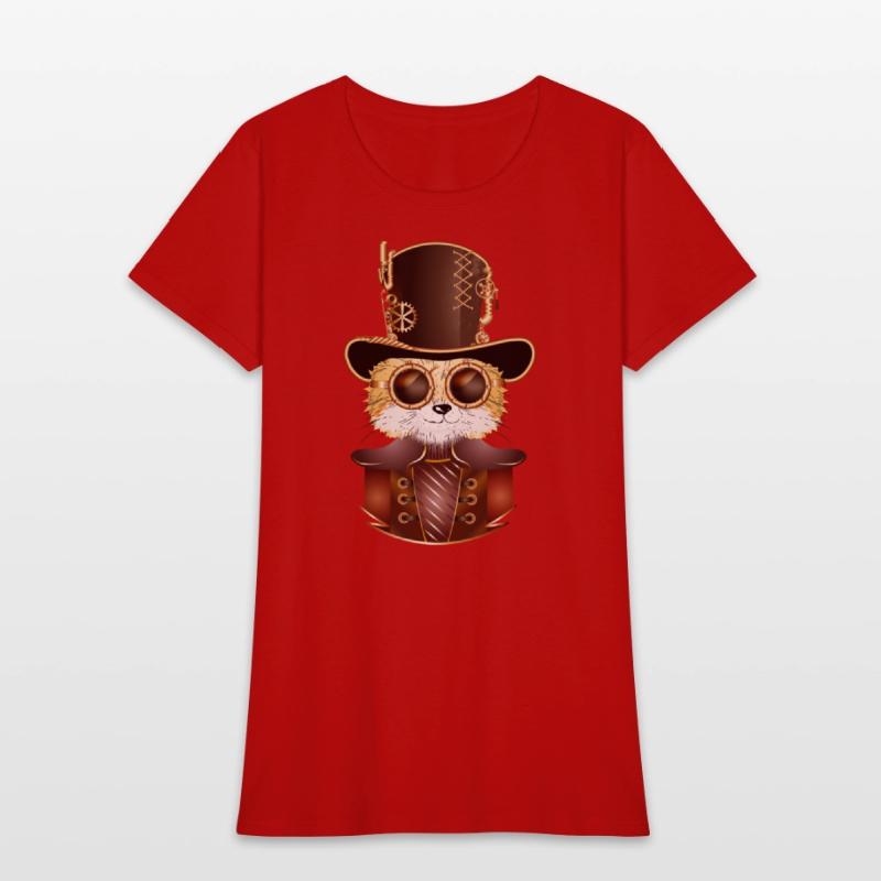 Steampunk fox with ancient cylinder hat & glasses