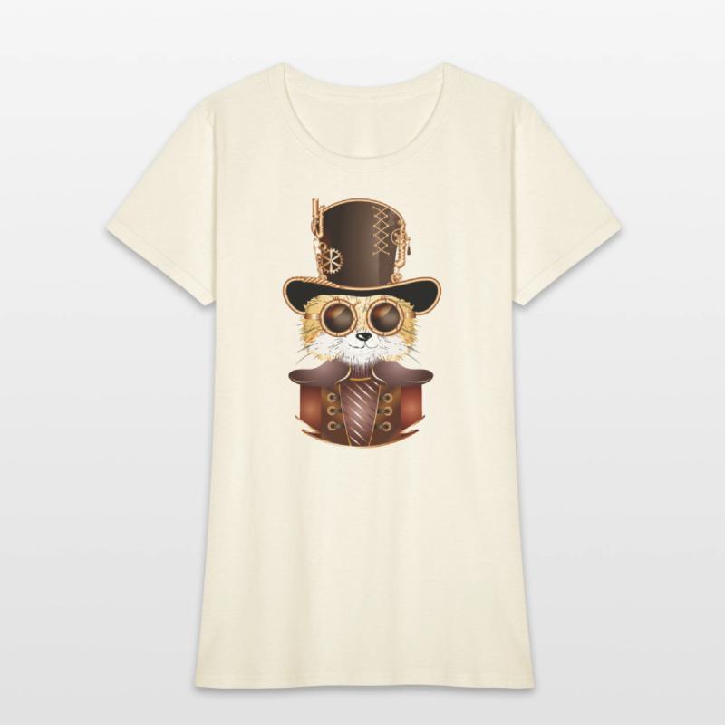 Steampunk fox with ancient cylinder hat & glasses