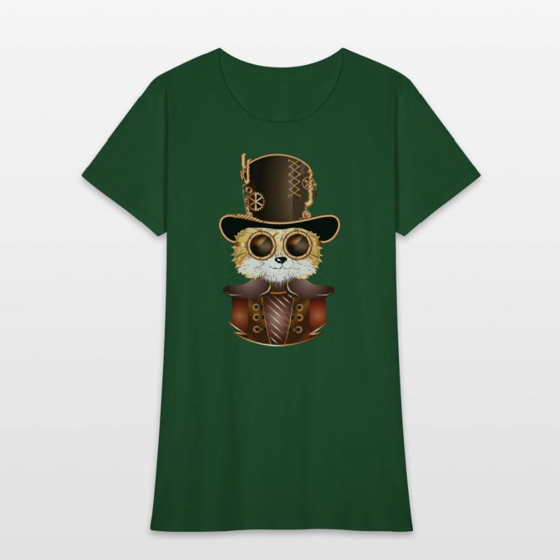 Steampunk fox with ancient cylinder hat & glasses